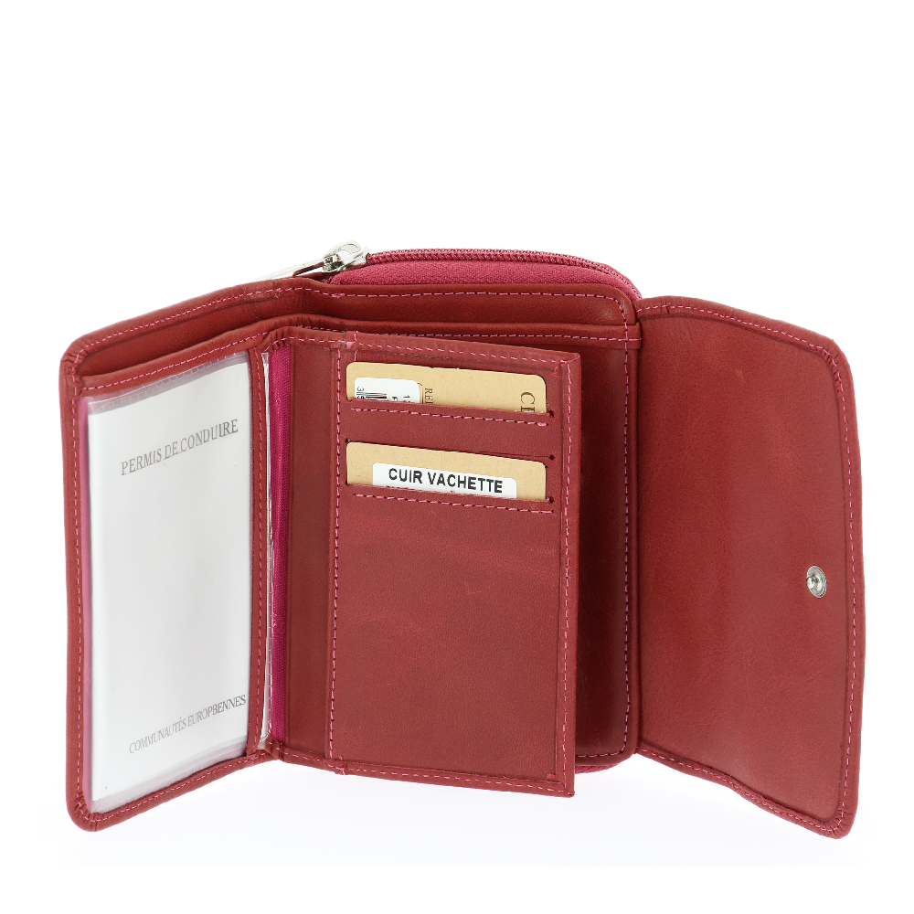Porte-monnaie et cartes en cuir huilé Rose