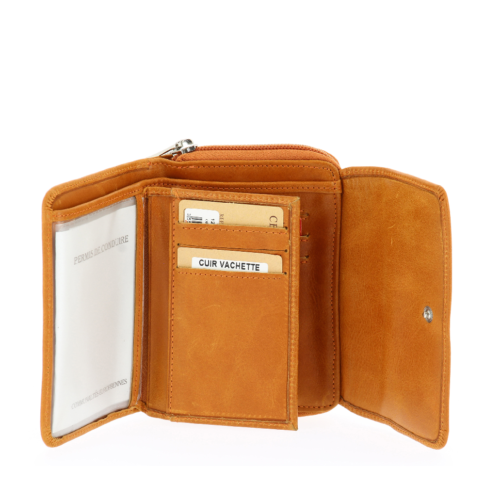 Porte-monnaie et cartes en cuir huilé Rose