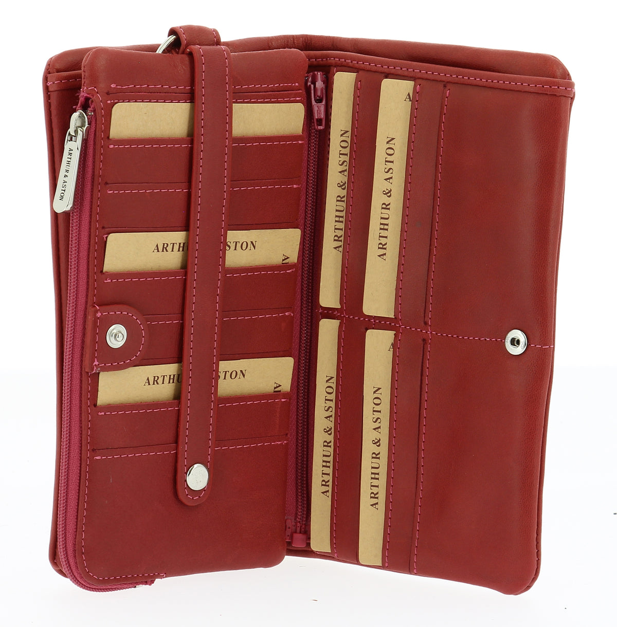 Large oiled leather wallet, Pink