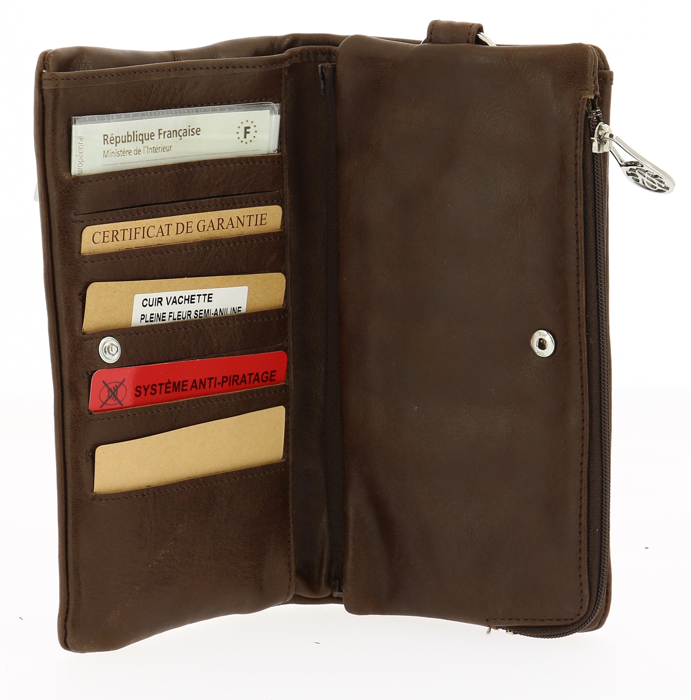 Large oiled leather wallet, Pink