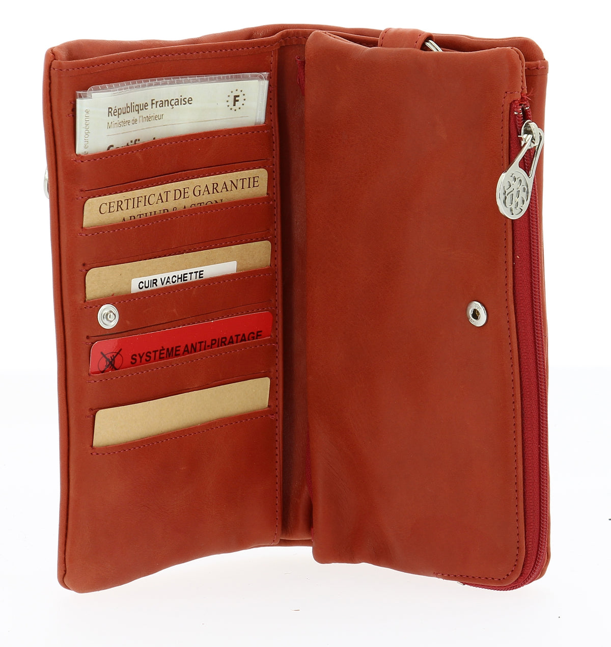 Large oiled leather wallet, Pink