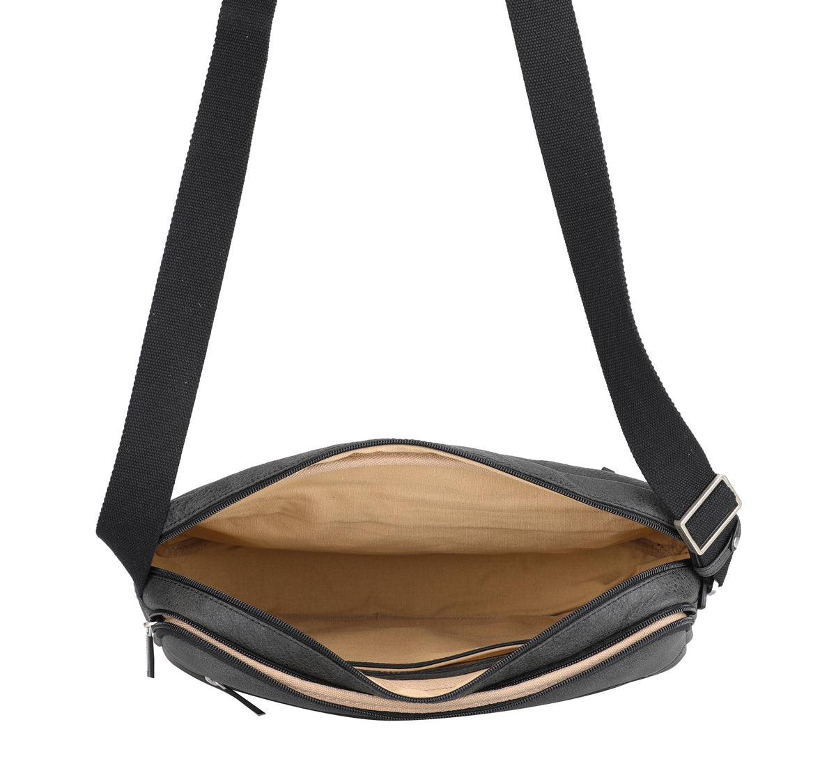 Cristiano destroyed leather messenger bag