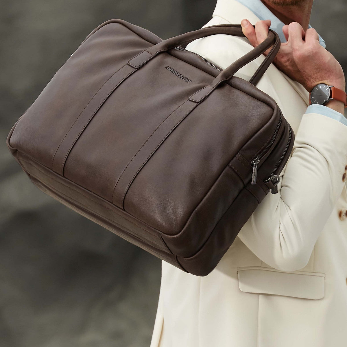 Large Diego leather briefcase