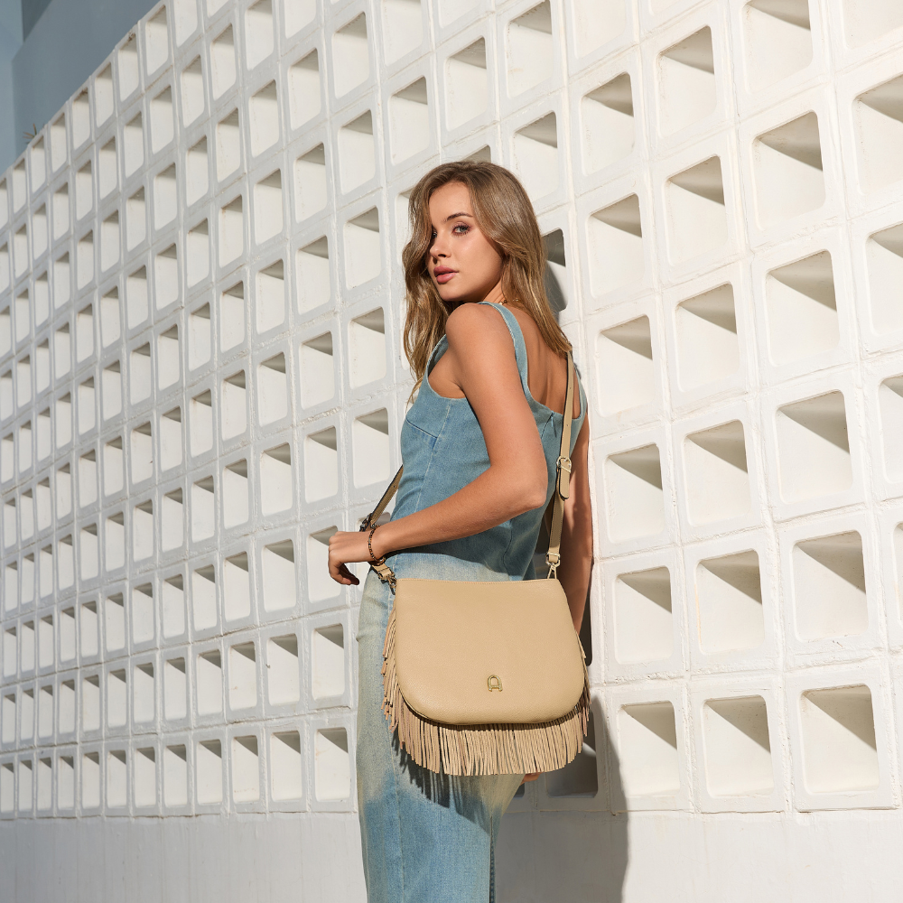 Sac épaule bandoulière Camille franges cuir