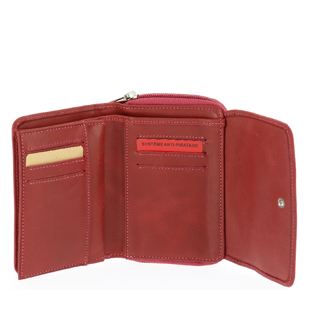 Porte-monnaie et cartes en cuir huilé Rose