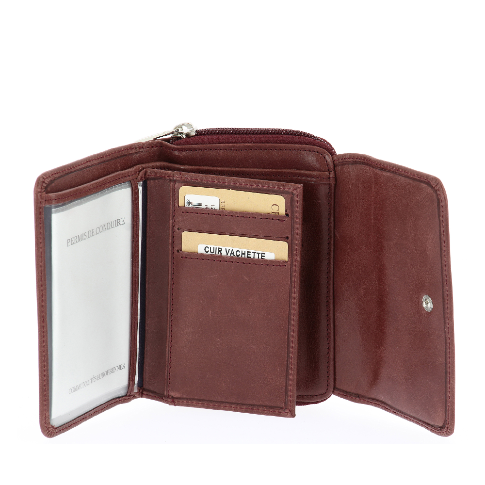 Porte-monnaie et cartes en cuir huilé Rose