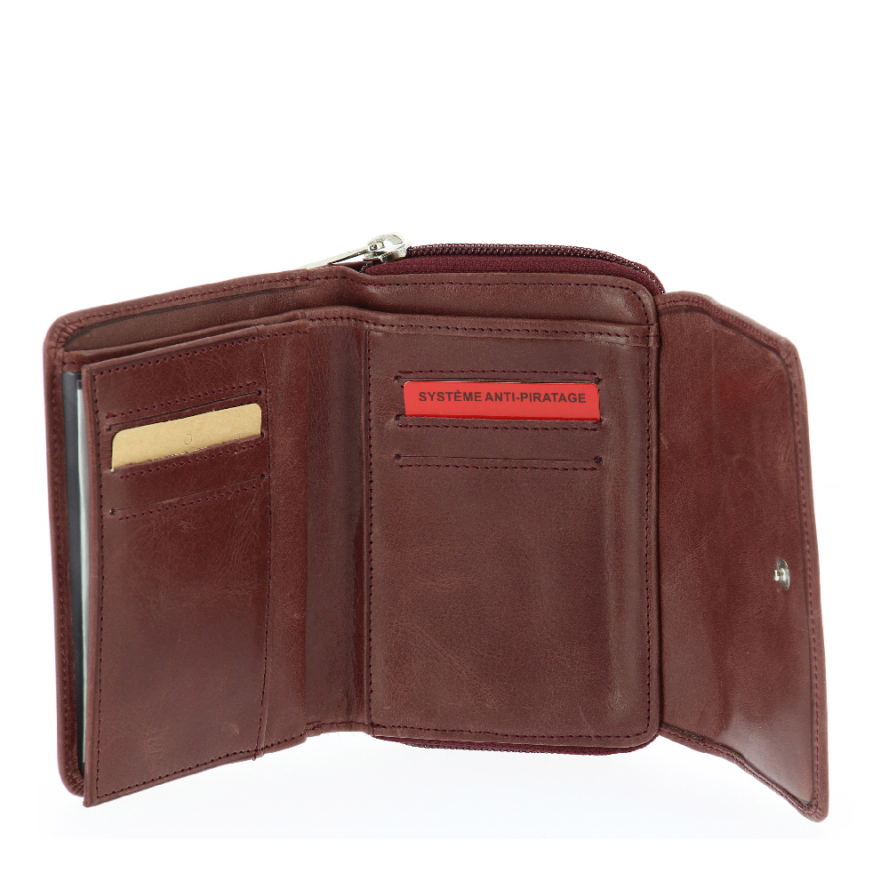 Porte-monnaie et cartes en cuir huilé Rose