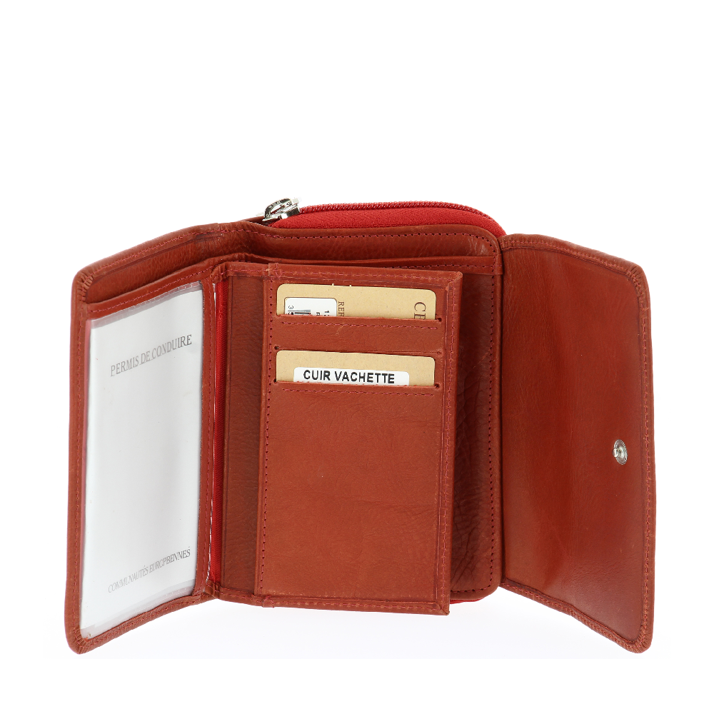 Porte-monnaie et cartes en cuir huilé Rose