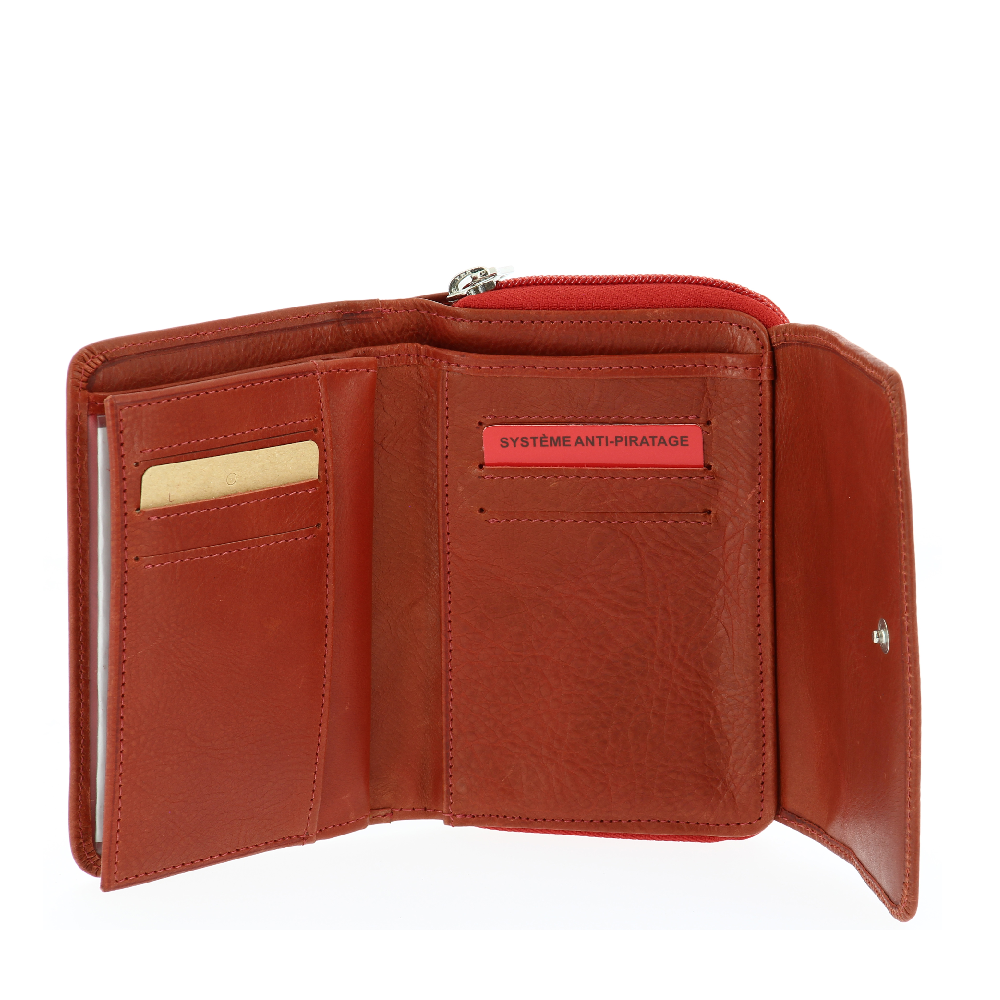 Porte-monnaie et cartes en cuir huilé Rose
