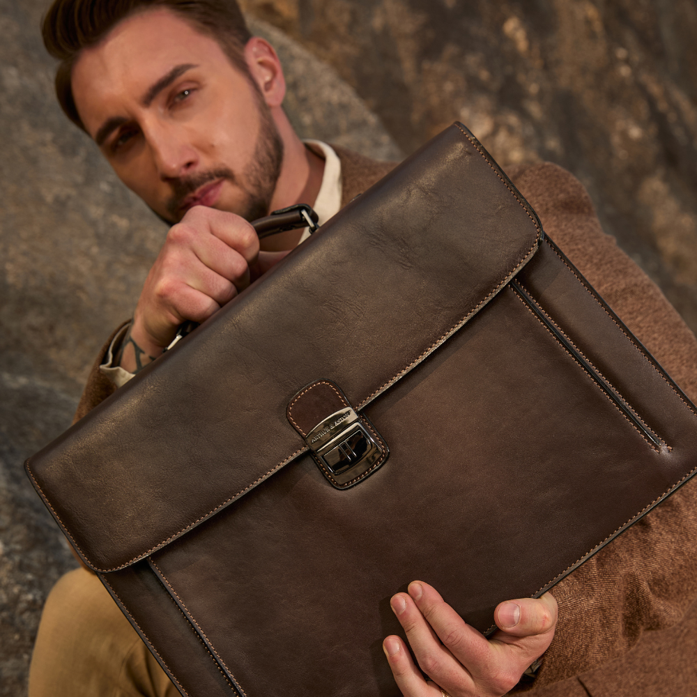 Serviette 2 soufflets Georges cuir vachette