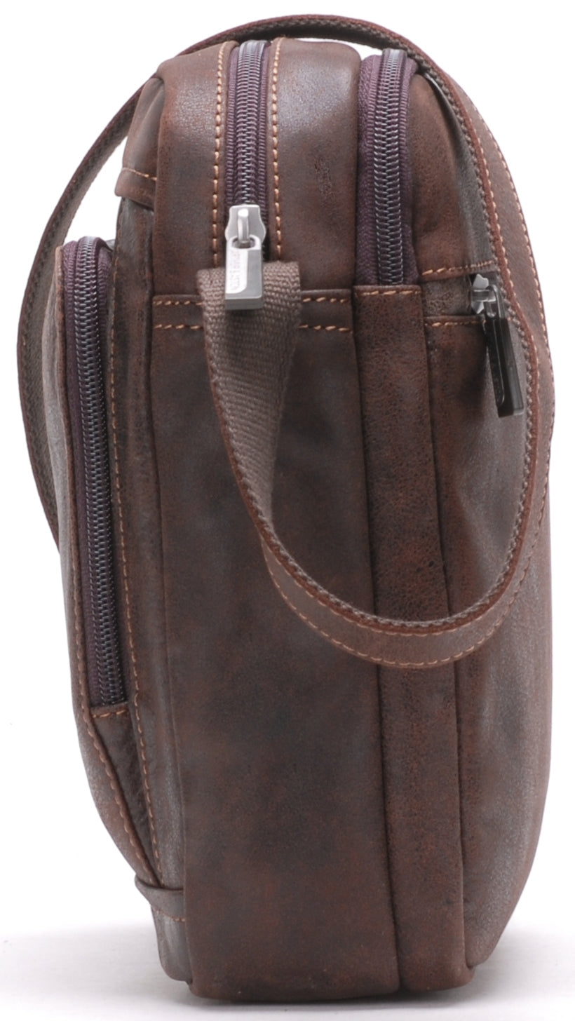 Large Cristiano leather destroyed crossbody bag