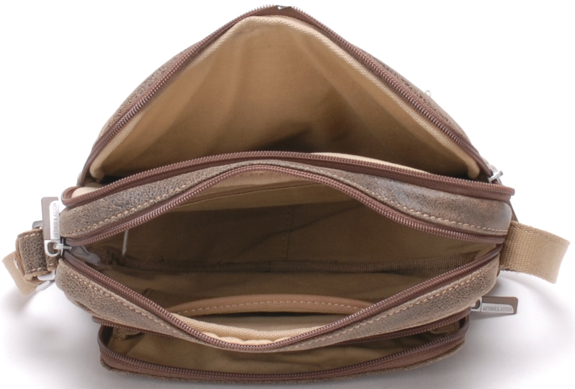 Cristiano destroyed leather crossbody bag