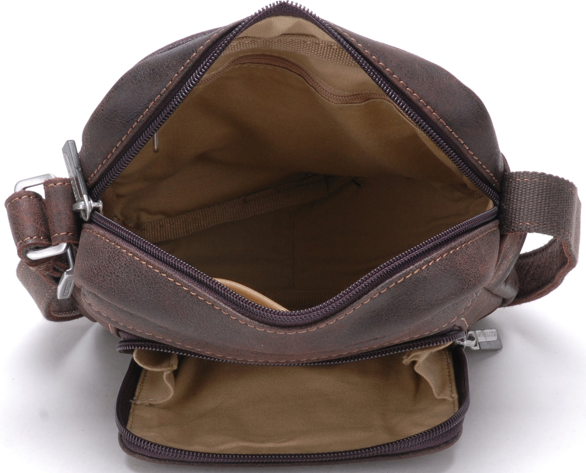 Cristiano destroyed leather crossbody bag