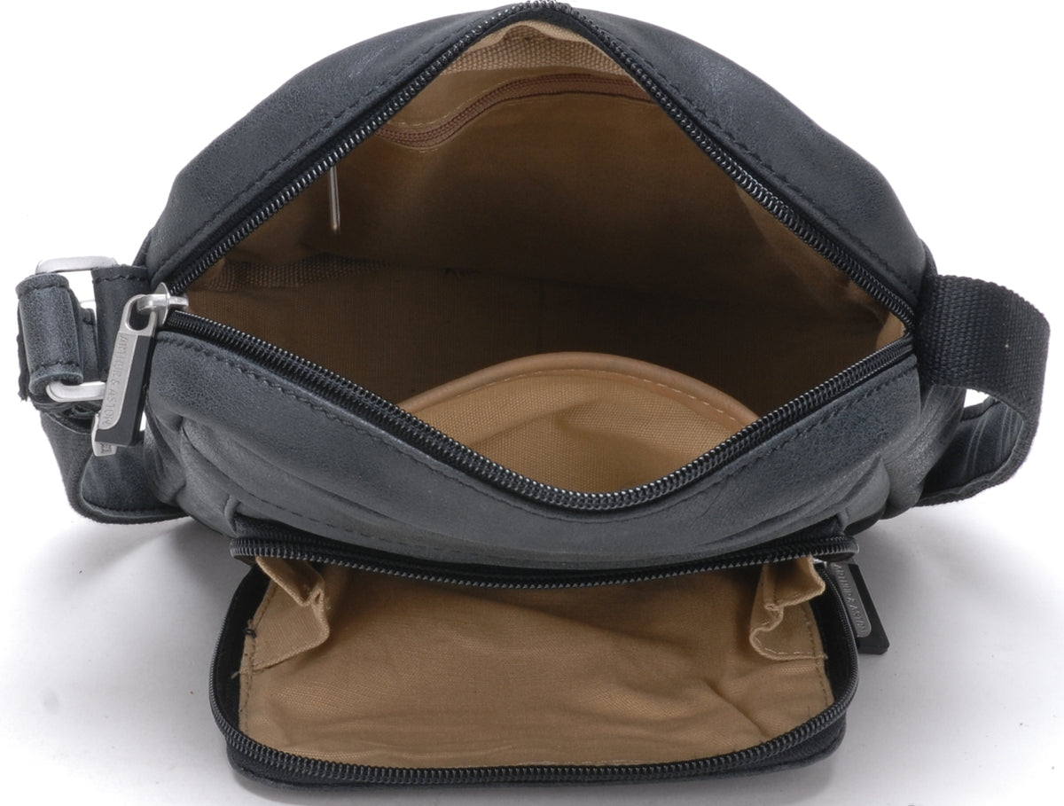 Cristiano destroyed leather crossbody bag