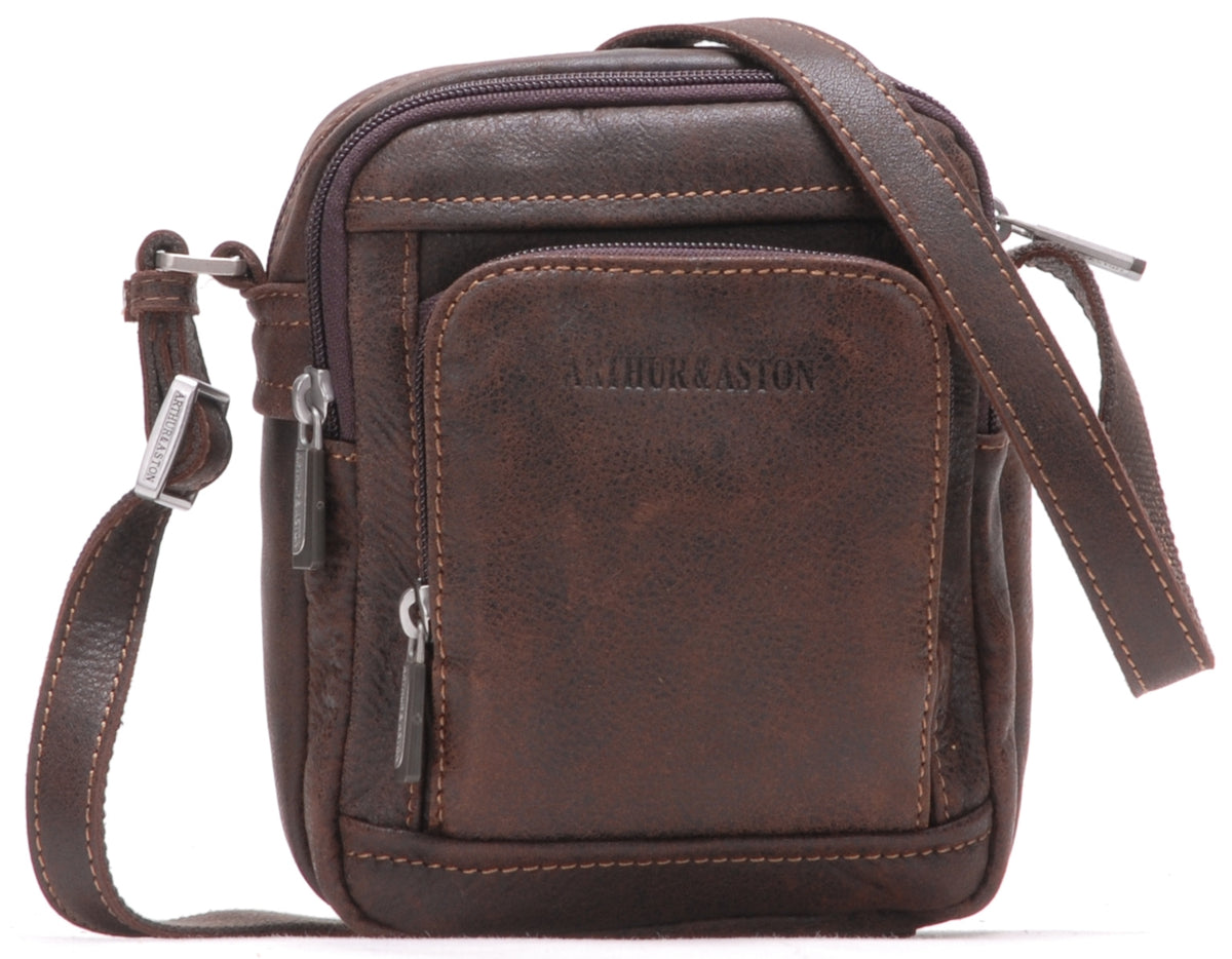 Cristiano destroyed leather crossbody bag, small model