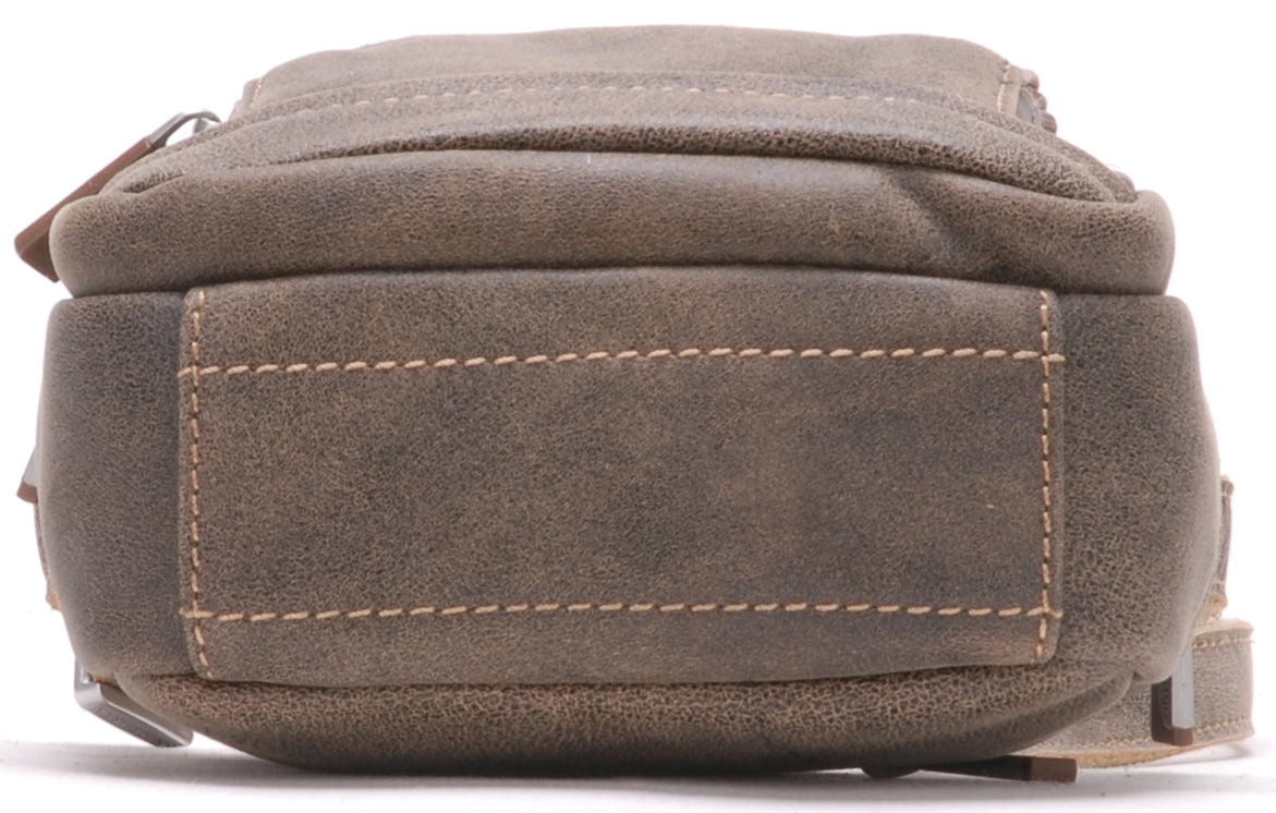 Cristiano destroyed leather crossbody bag, small model