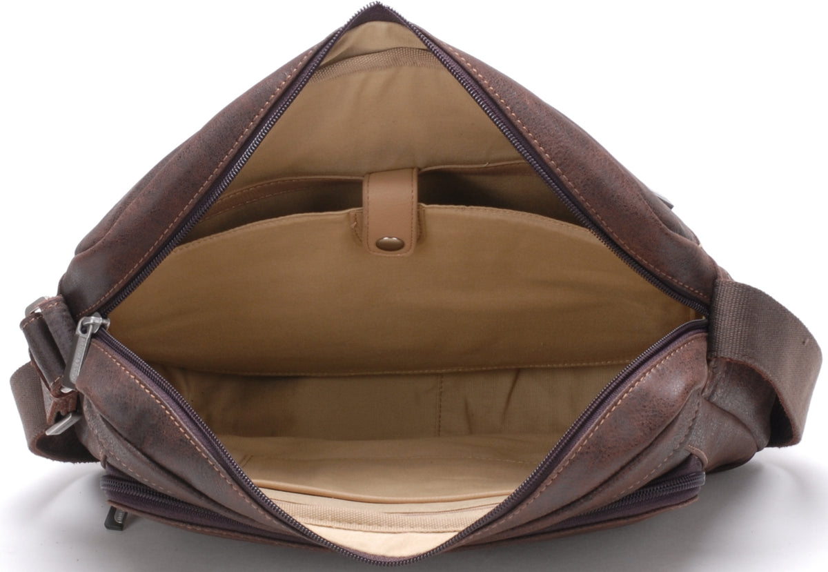 Cristiano destroyed leather satchel bag