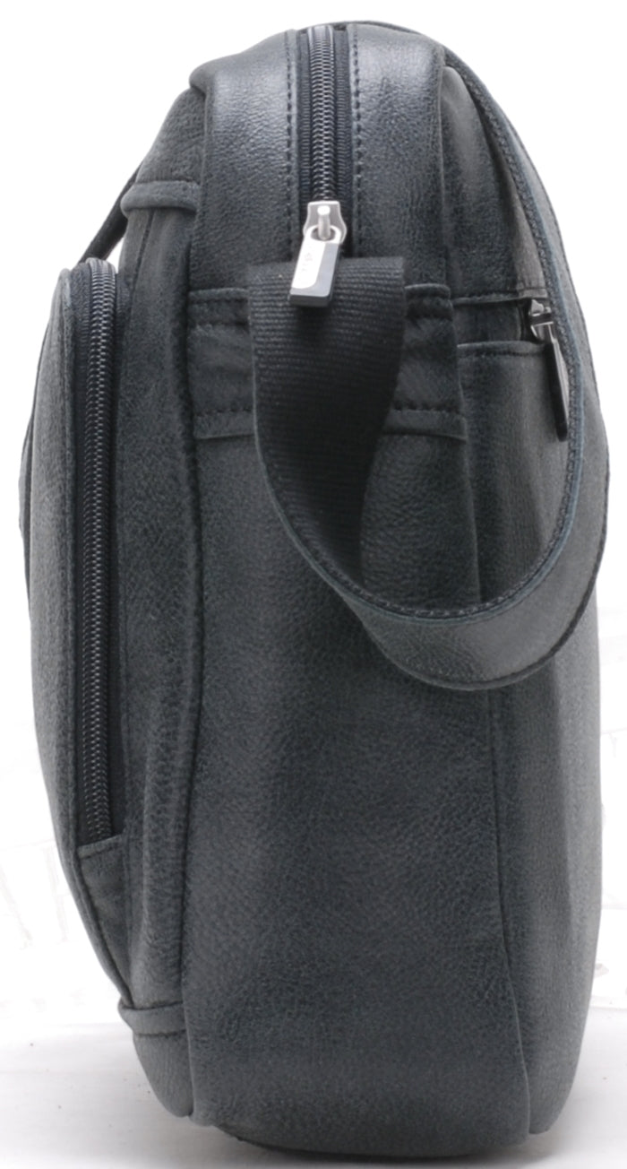 Cristiano destroyed leather satchel bag