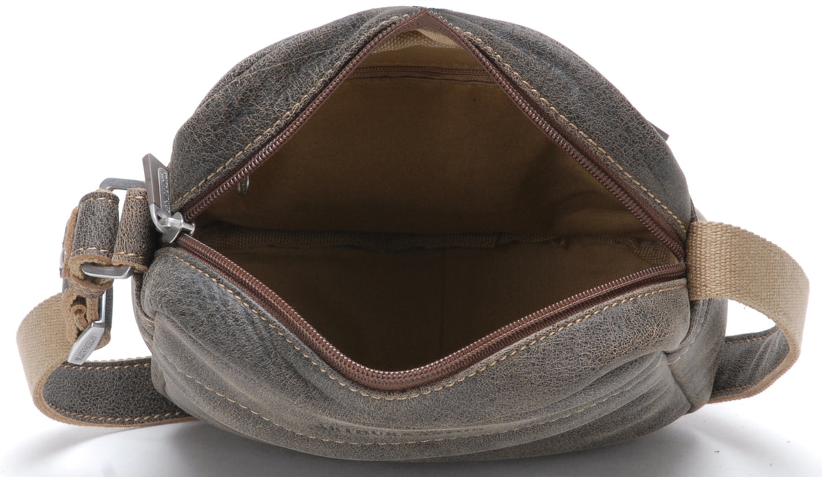 Cristiano destroyed leather crossbody bag, small model
