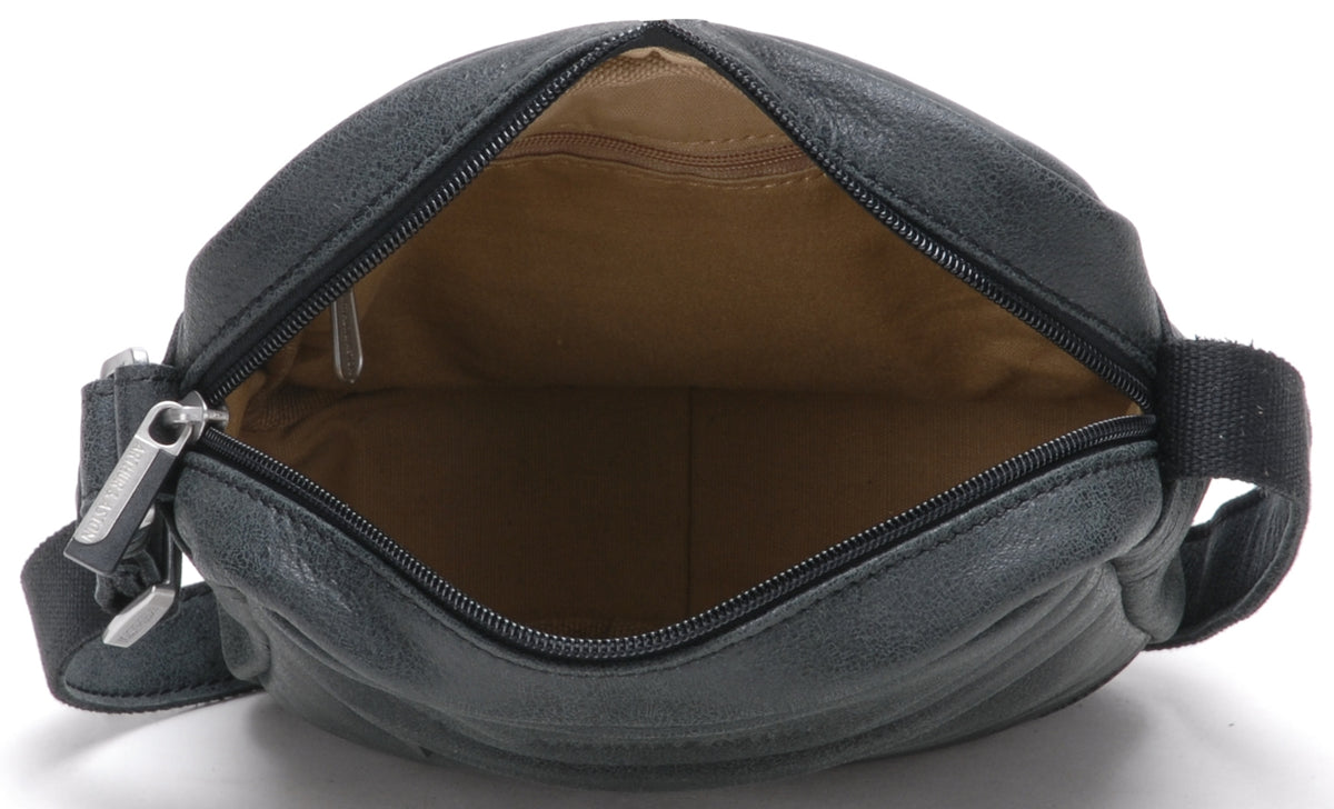 Cristiano destroyed leather crossbody bag, small model