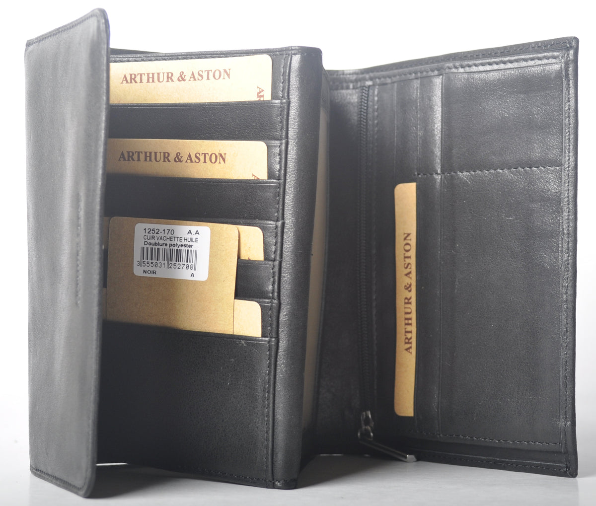 Oiled cowhide leather flap wallet