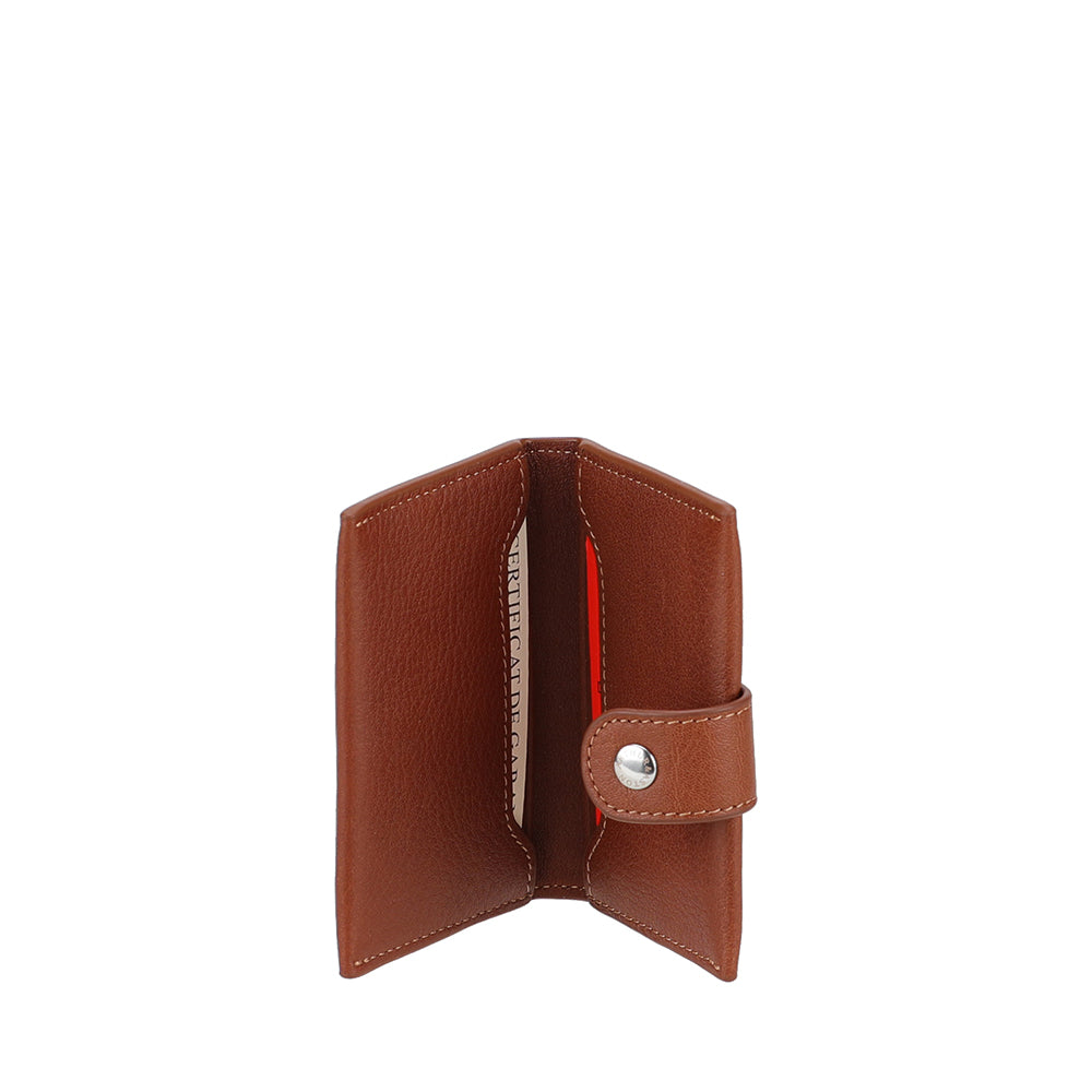 Small Angel Leather Snap-Close Card Holder