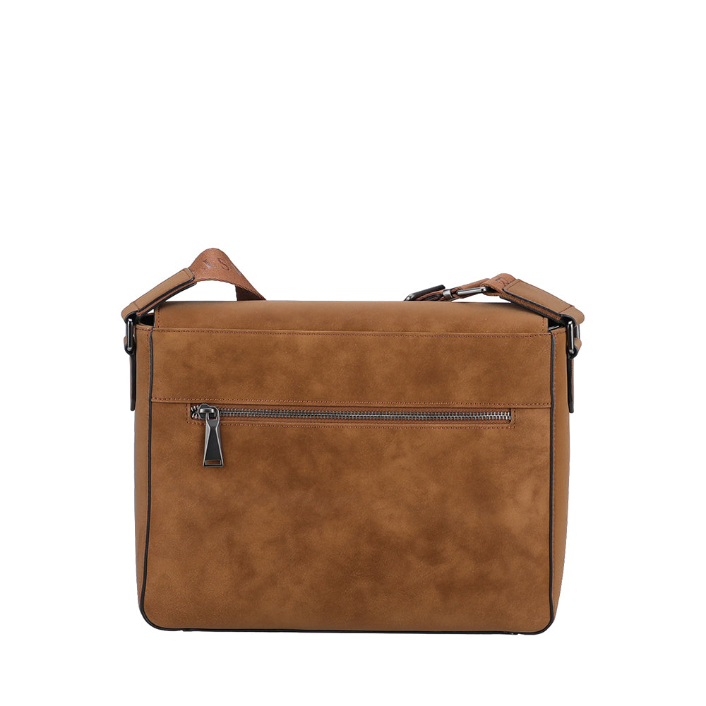Besace à rabat S Misha croûte de cuir