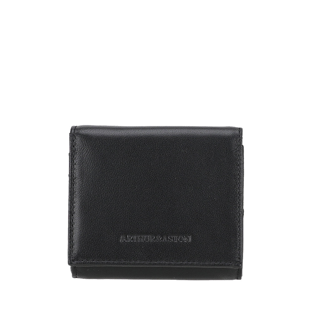 Porte-monnaie pression en cuir agneau Riley
