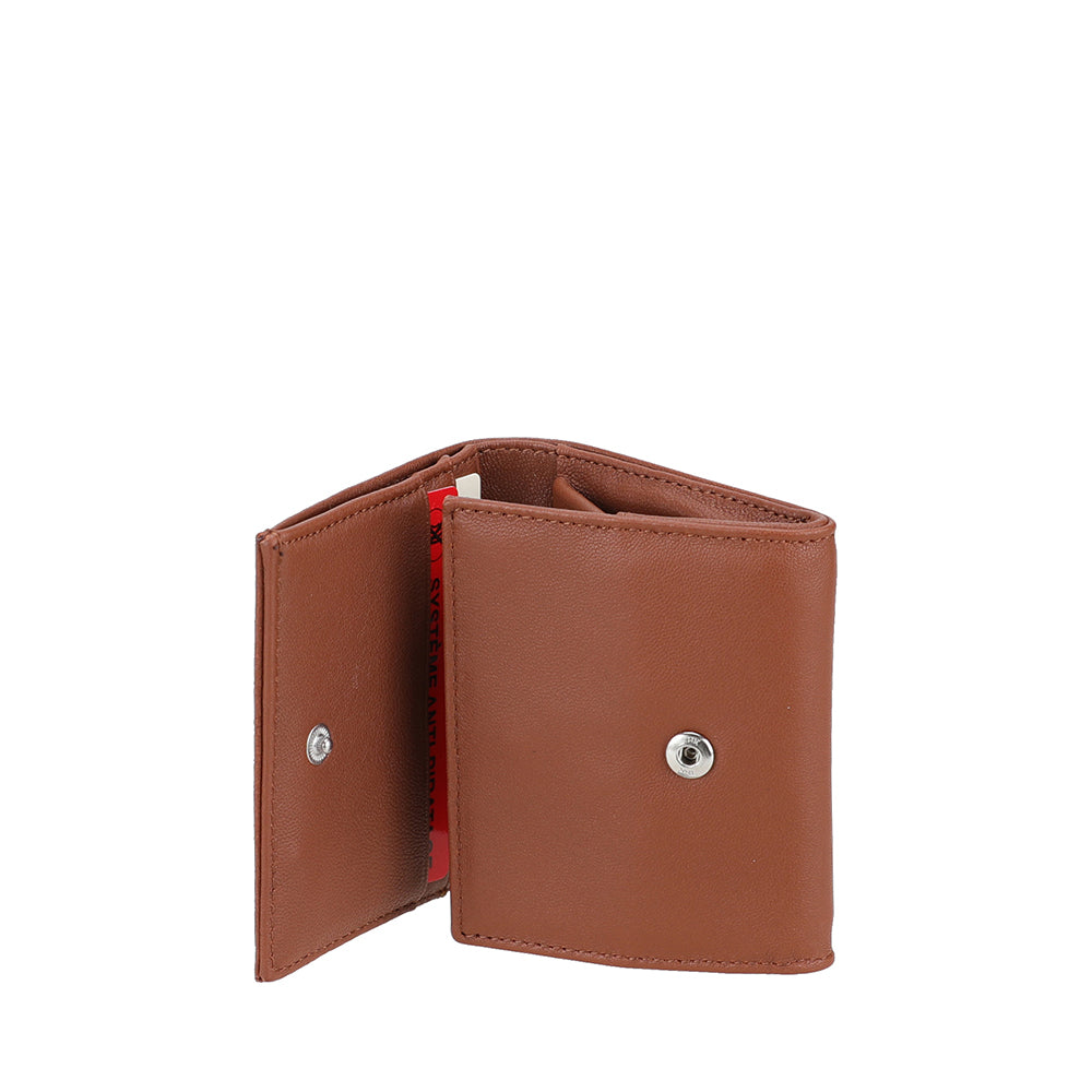 Porte-monnaie pression en cuir agneau Riley