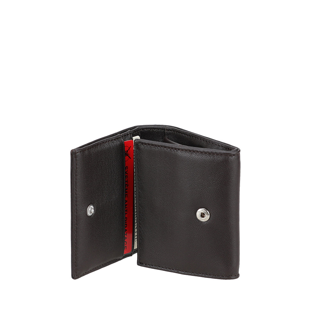Porte-monnaie pression en cuir agneau Riley