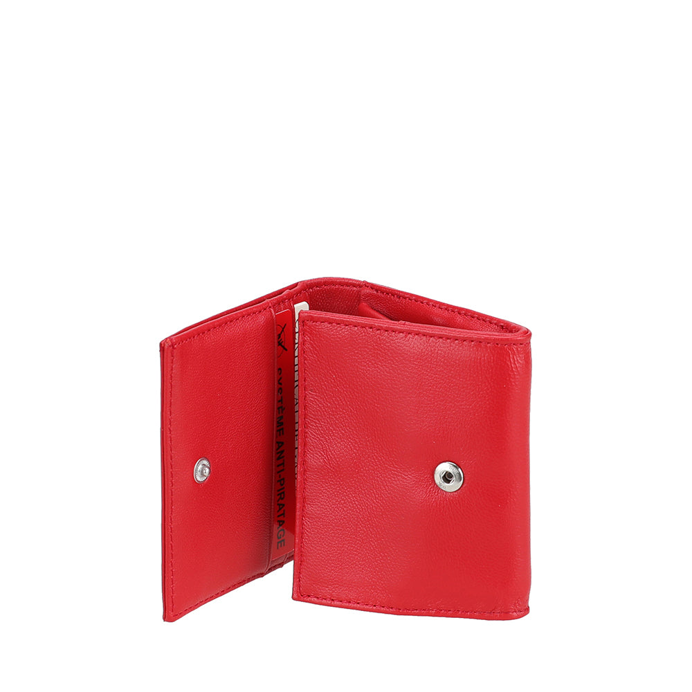 Porte-monnaie pression en cuir agneau Riley