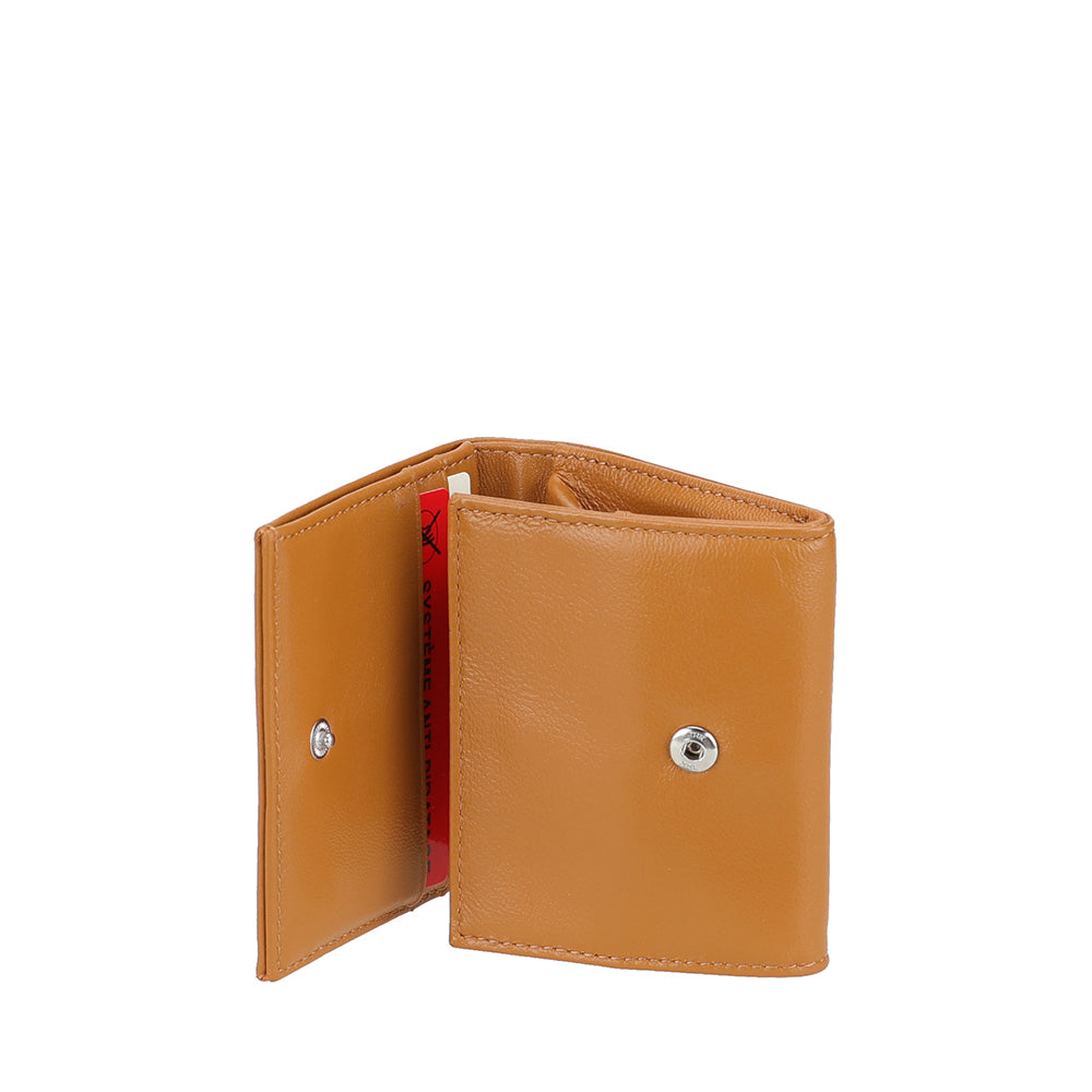 Porte-monnaie pression en cuir agneau Riley