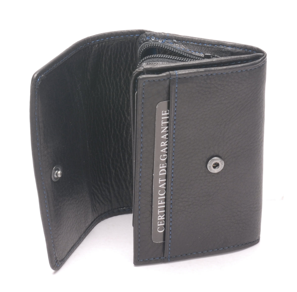 Porte monnaie et cartes cuir vachette plongé et doublure polyester