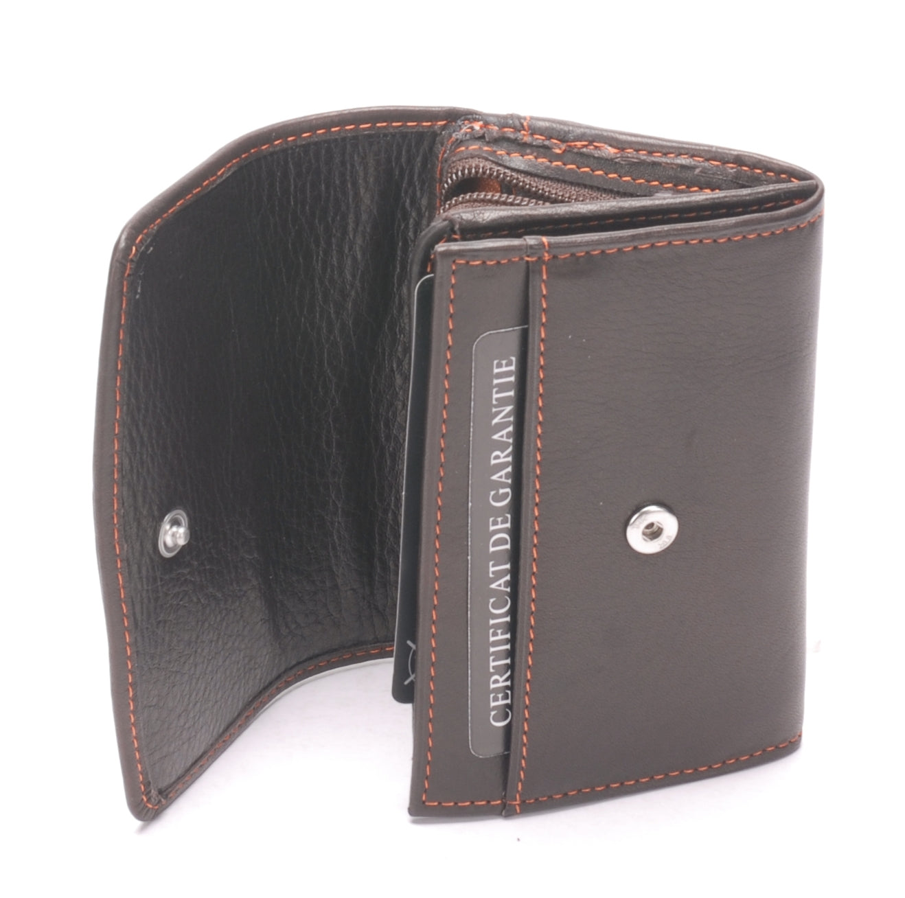 Porte monnaie et cartes cuir vachette plongé et doublure polyester