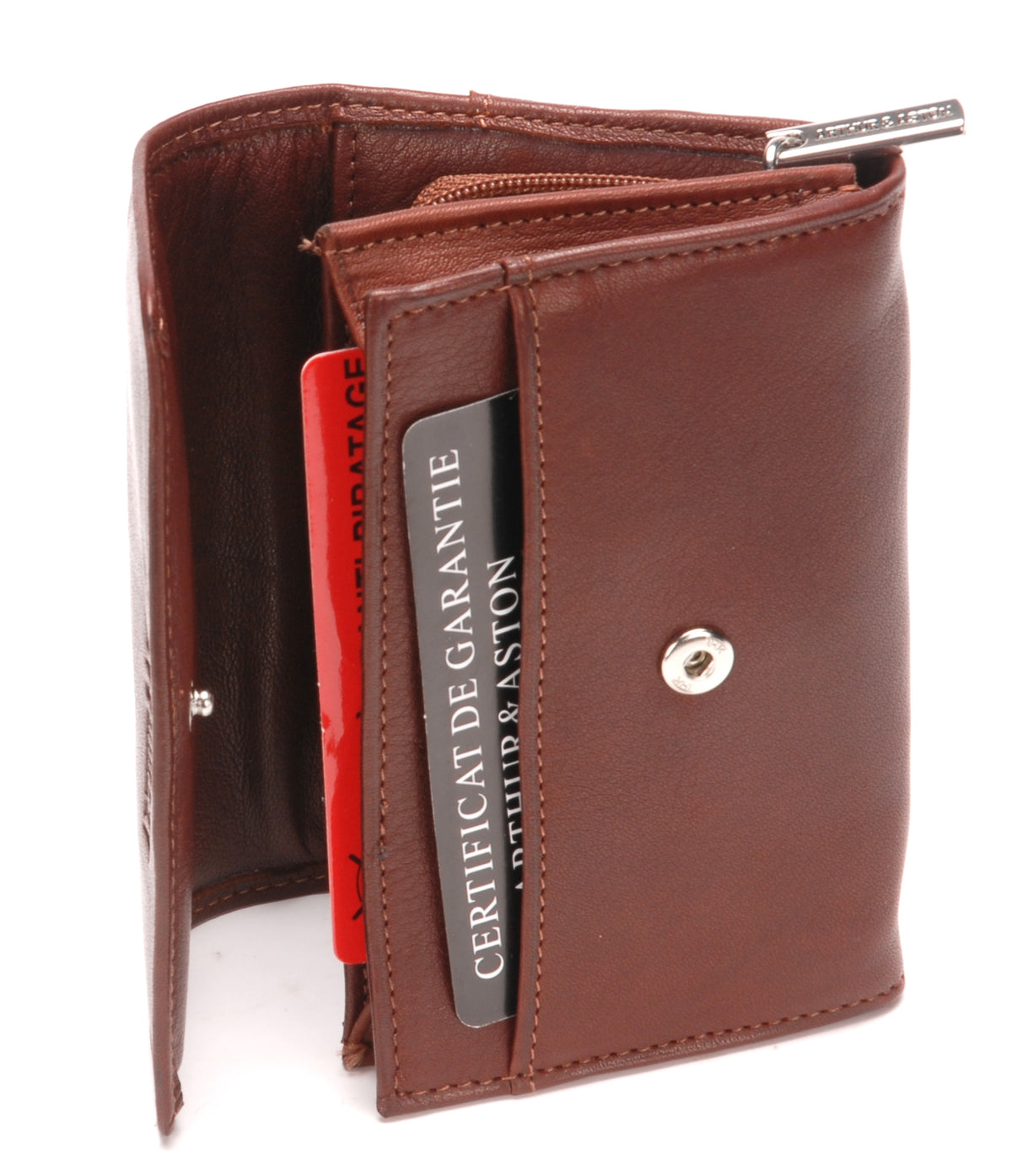 Porte monnaie et cartes cuir vachette plongé et doublure polyester