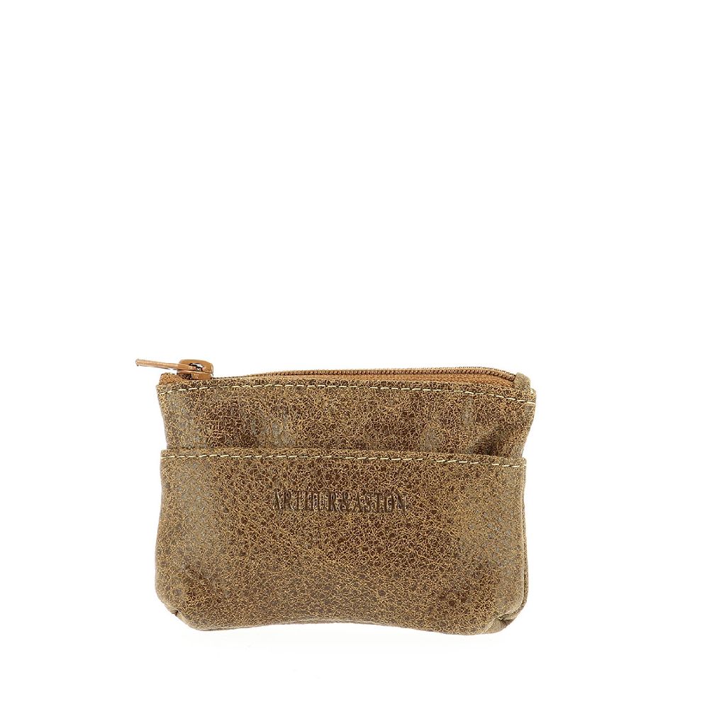 Zipped destroyed leather purse