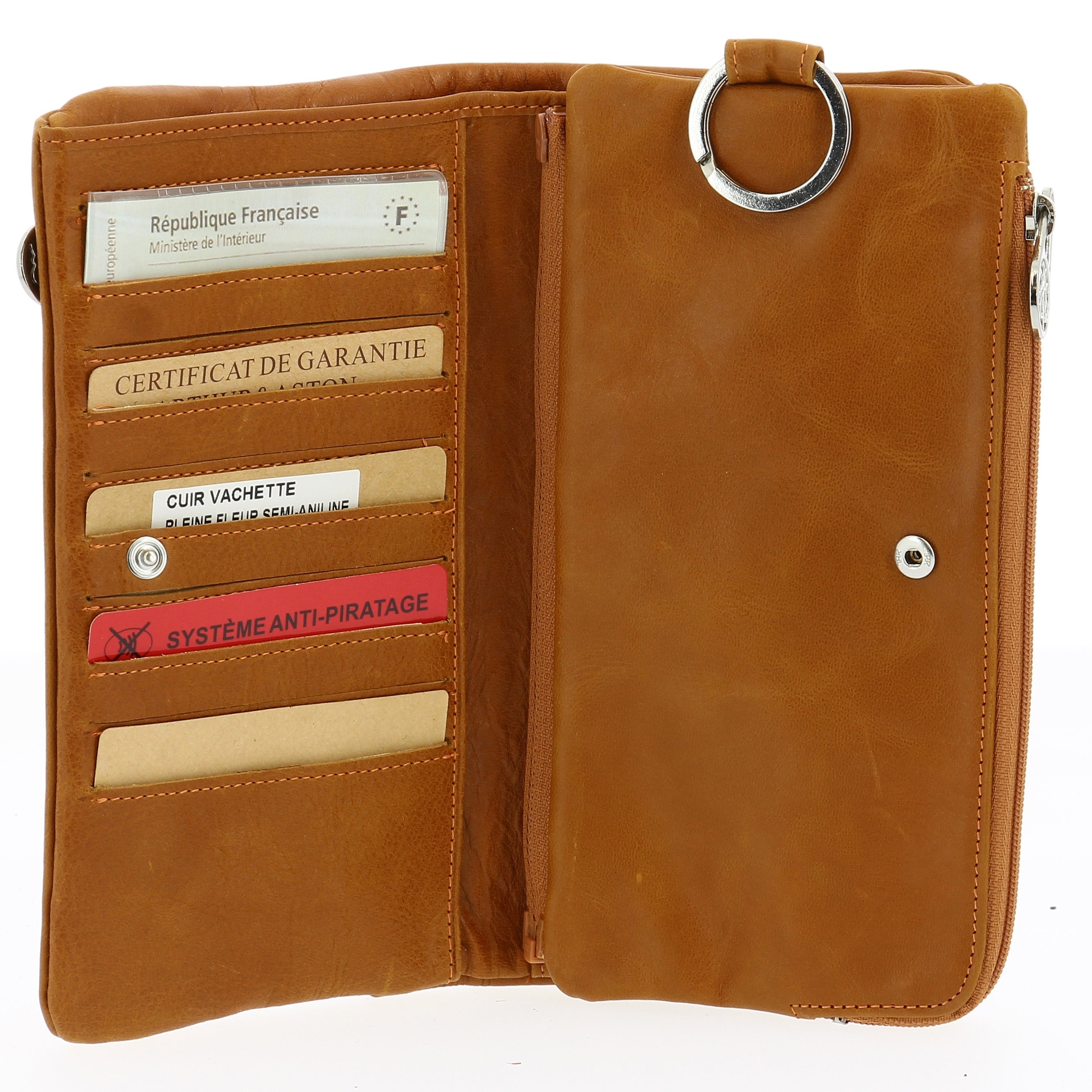 Large oiled leather wallet, Pink