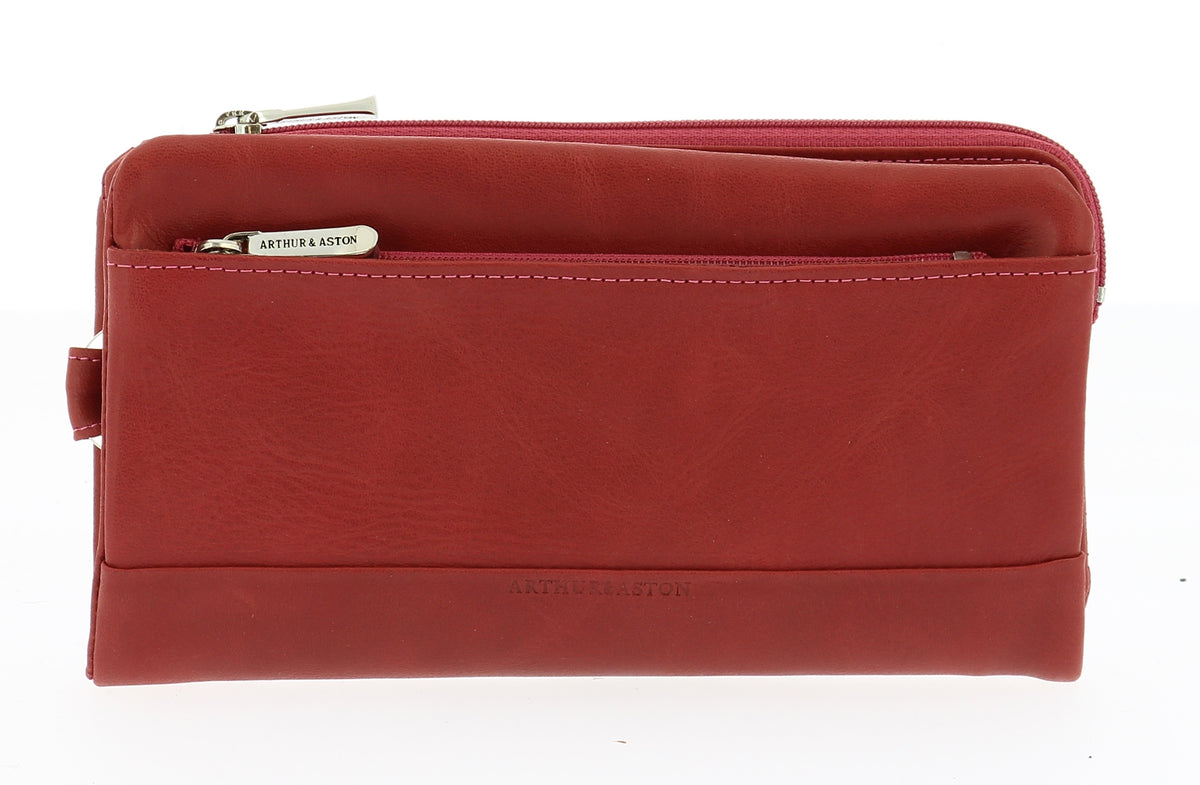 Large oiled leather wallet, Pink