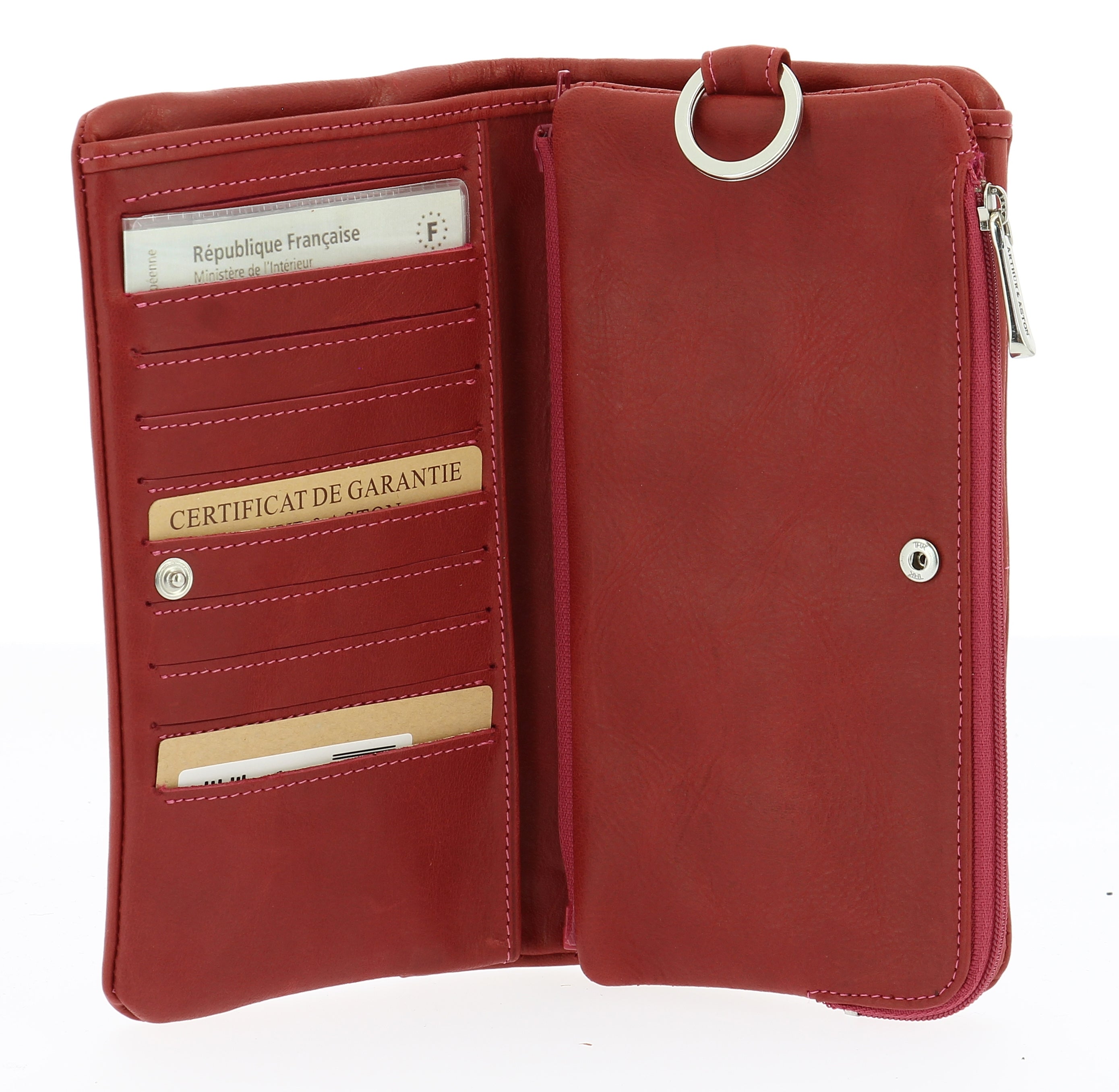 Large oiled leather wallet, Pink