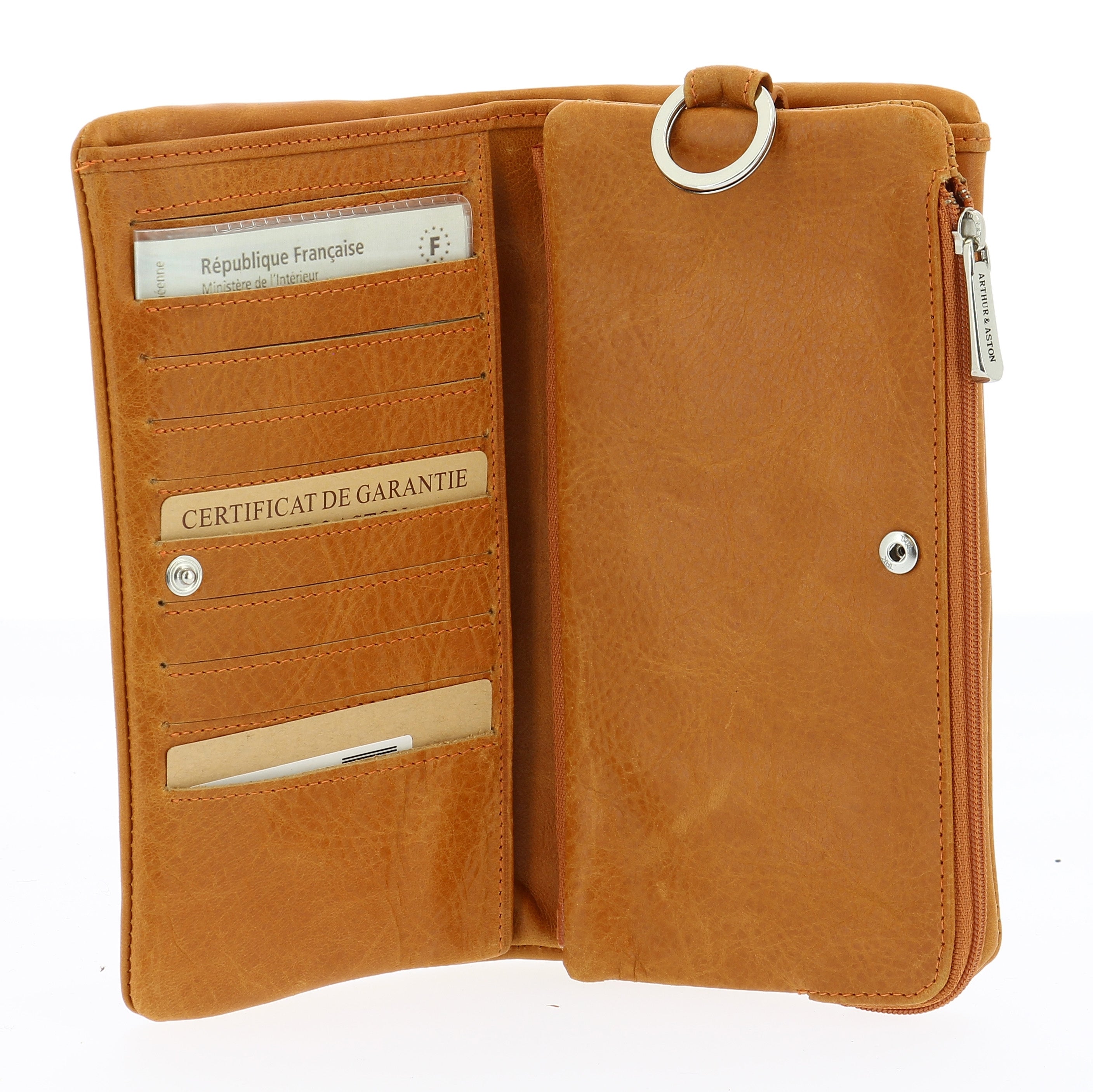Large oiled leather wallet, Pink
