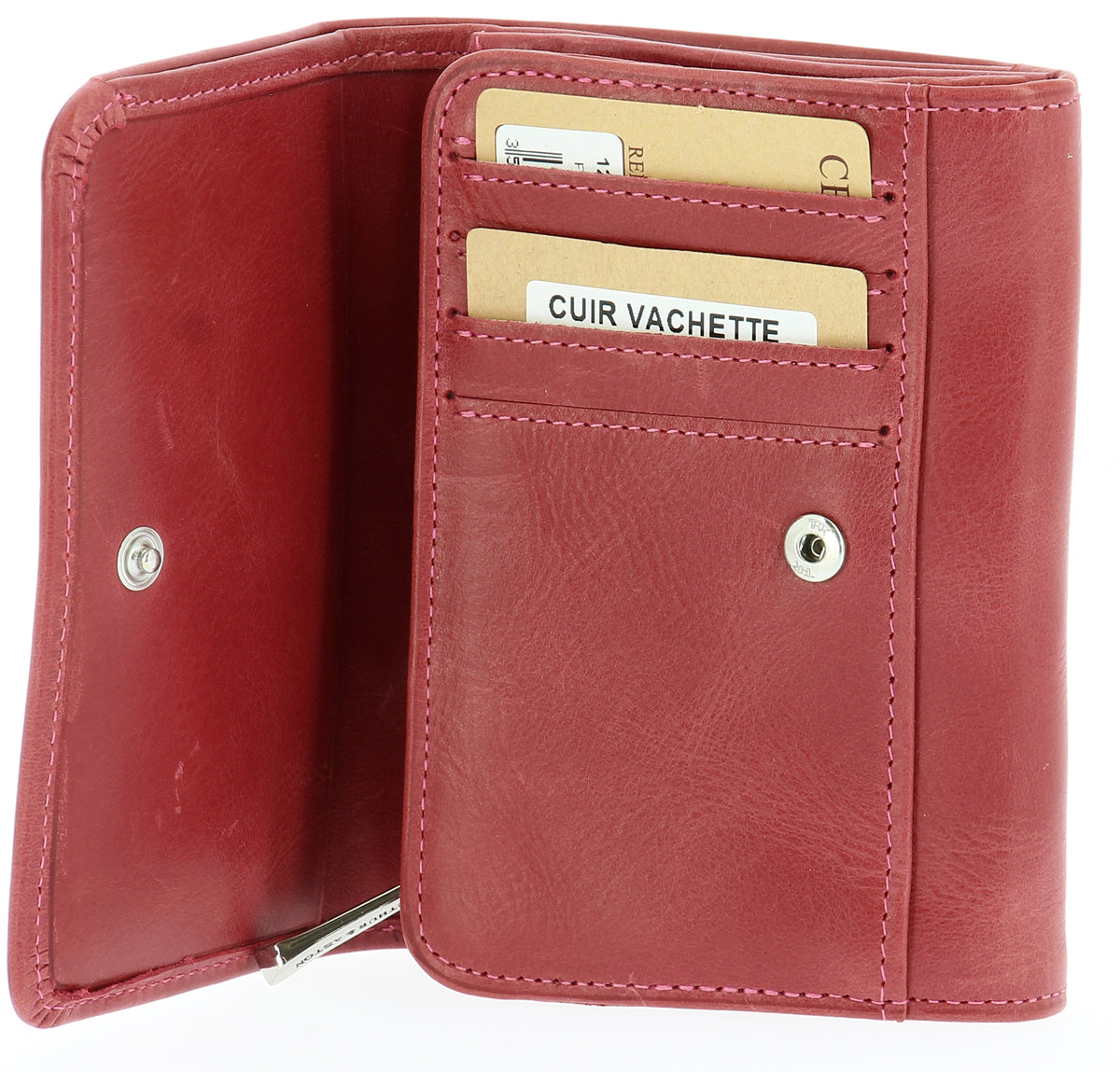 Oiled cowhide leather wallet Pink