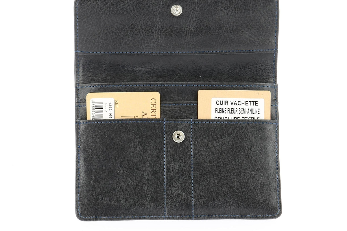 Oiled cowhide leather flap document holder Pink