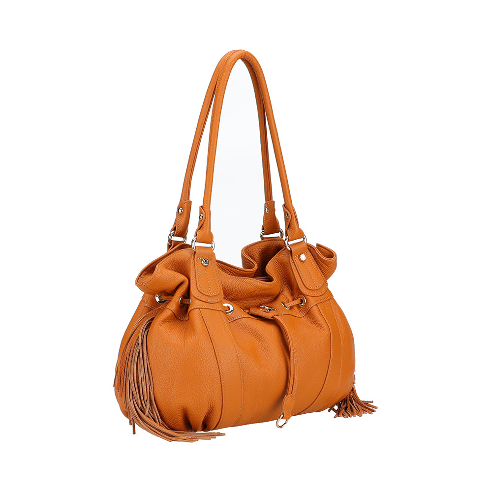 Sac épaule L Camille franges cuir