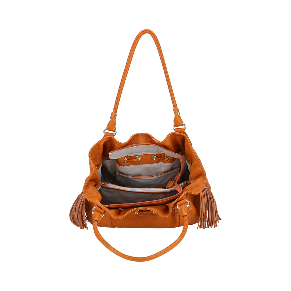 Sac épaule L Camille franges cuir