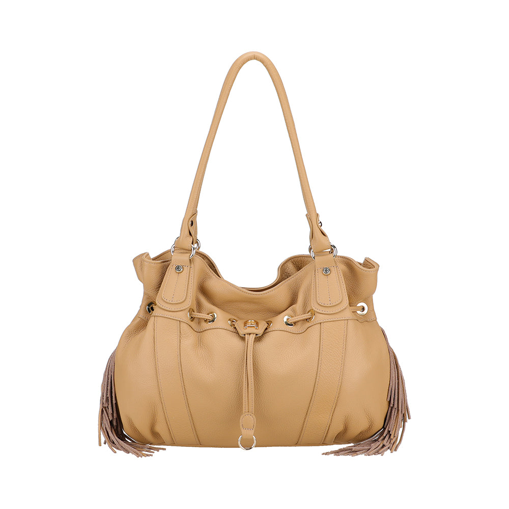 Sac épaule L Camille franges cuir