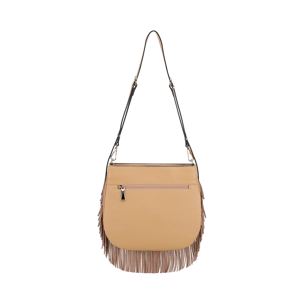 Sac épaule bandoulière Camille franges cuir
