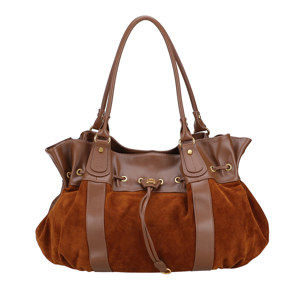 Sac épaule XL Camille cuir suède