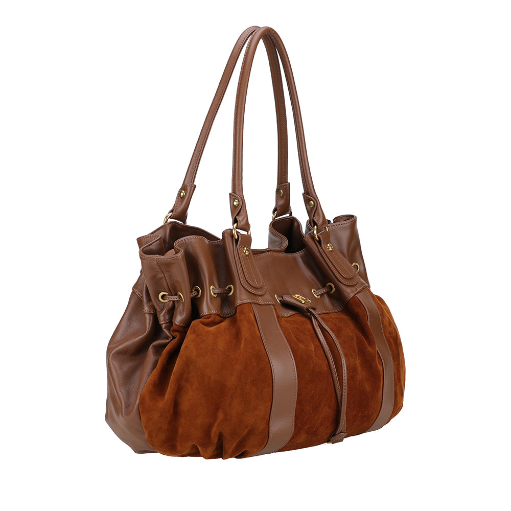 Sac épaule XL Camille cuir suède