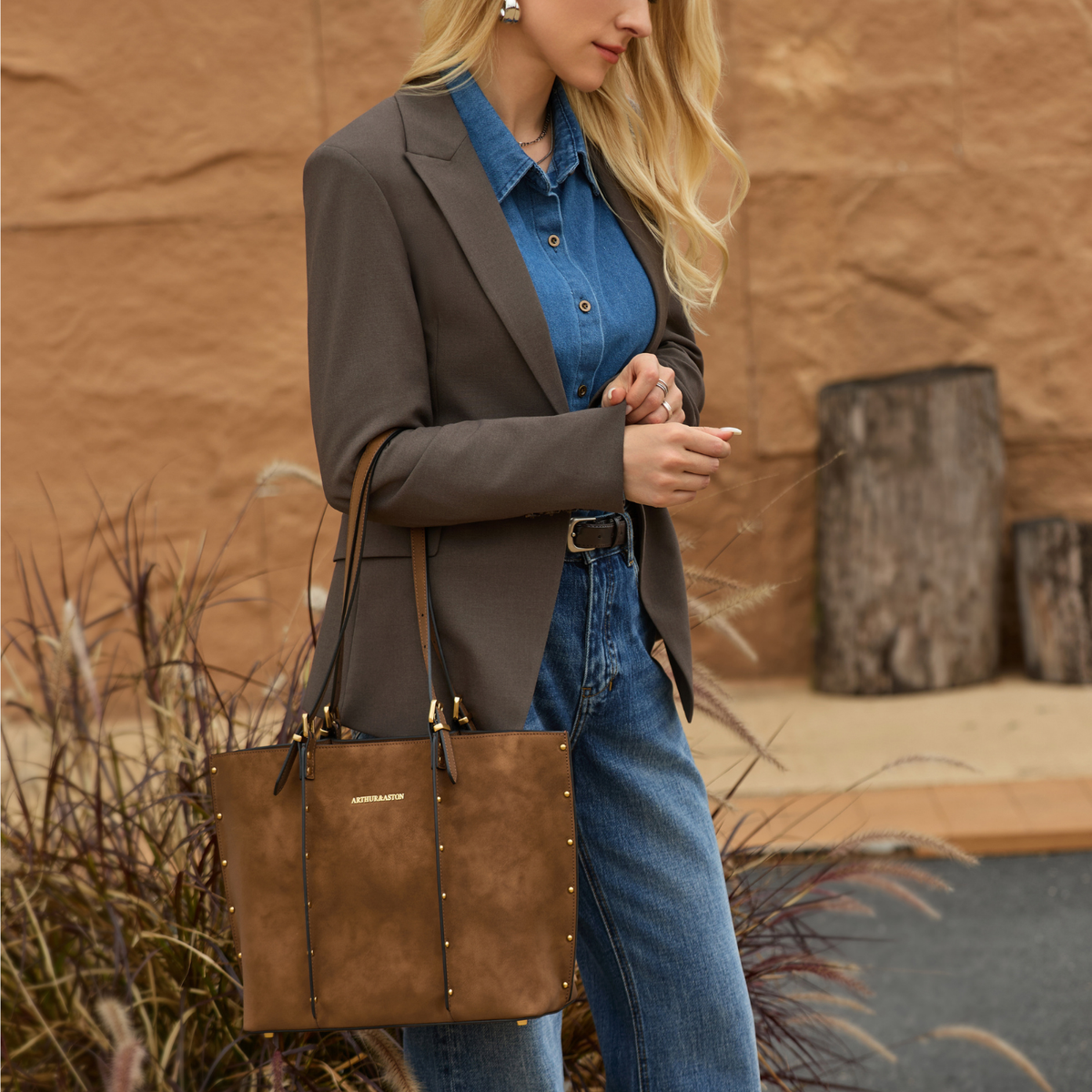 Sac shopping M croûte de cuir Madelena