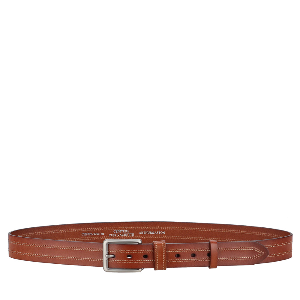 Ceinture de costume Homme cuir double surpiqûre
